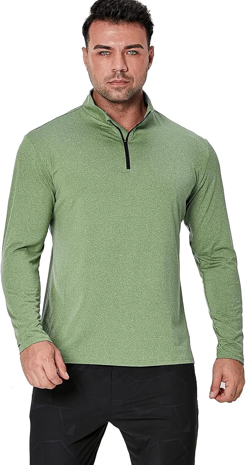 MANSDOUR Men's Quick-Dry Active Sports Shirts Quarter Zip Long Sleeve Running Pullover Tops Outdoor Sweatshirt