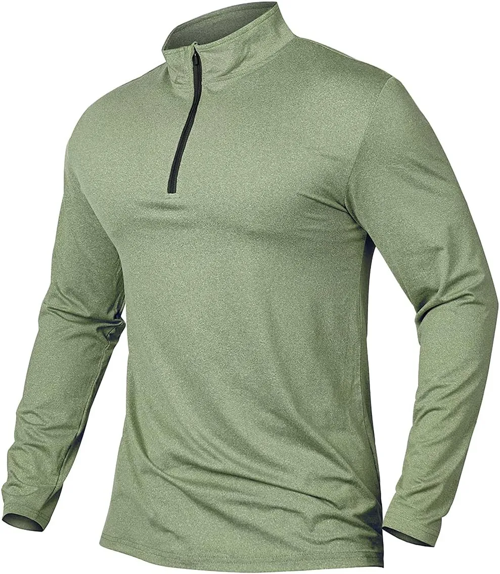 MANSDOUR Men's Quick-Dry Active Sports Shirts Quarter Zip Long Sleeve Running Pullover Tops Outdoor Sweatshirt