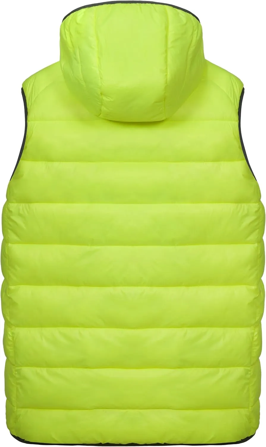 Mapamyumco Men’s Lightweight Puffer Vest with Hood, Water-Resistant Sleeveless Jacket for Hiking Ski