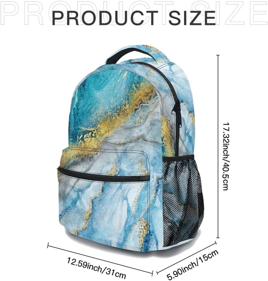 Marble Backpack, Blue Marble Laptop Bag, Stylish Shoulders Backpack with Multiple Pockets Lightweight Daypack(Blue Marble)