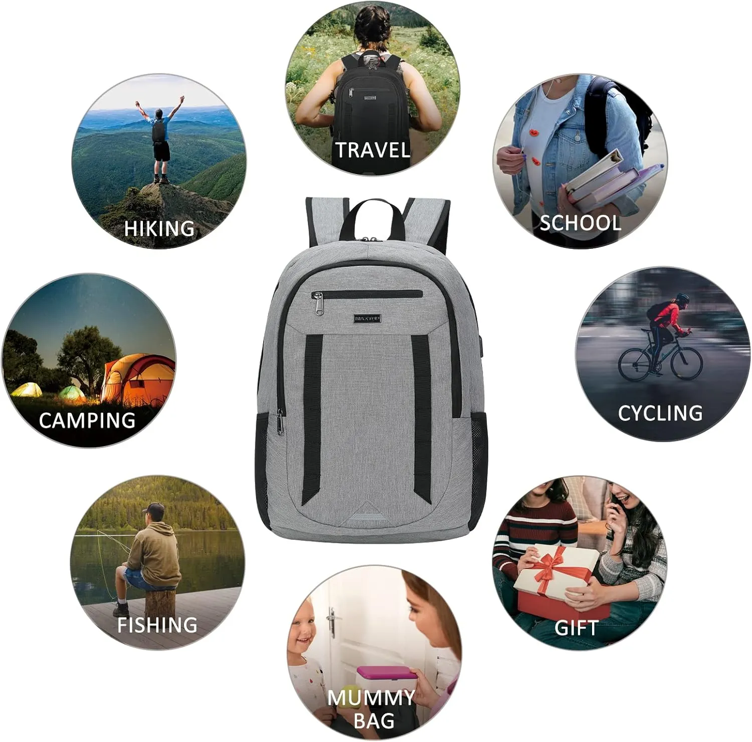 MAXTOP Travel Laptop Backpack Business Backpacks with USB Charging Port Water Resistant School College Bookbag