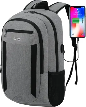 MAXTOP Travel Laptop Backpack Business Backpacks with USB Charging Port Water Resistant School College Bookbag
