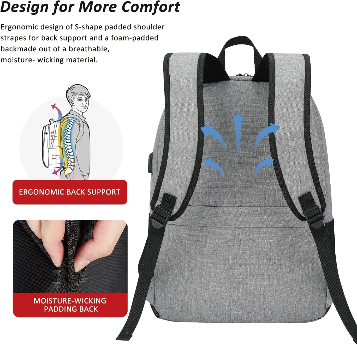 MAXTOP Travel Laptop Backpack Business Backpacks with USB Charging Port Water Resistant School College Bookbag