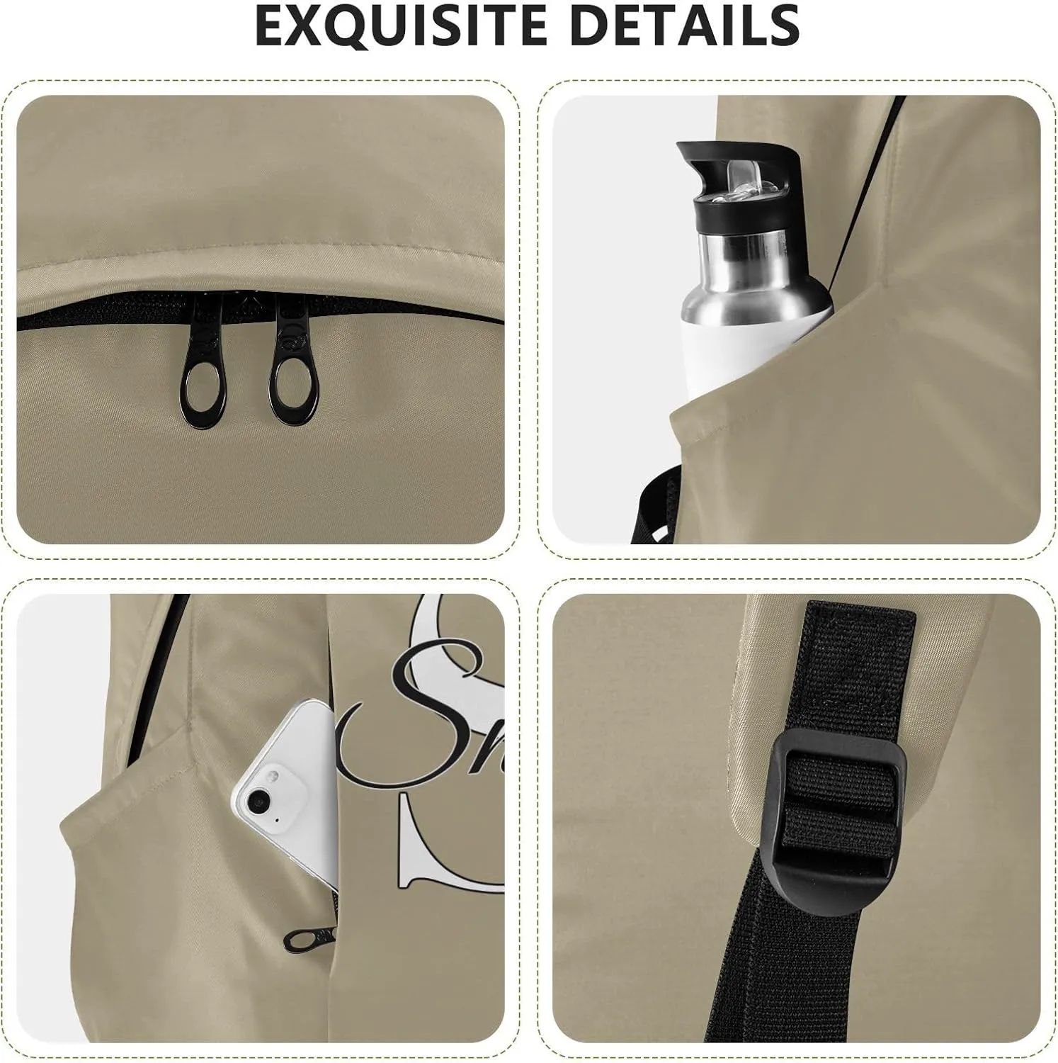 MCHIVER Custom Travel Backpack Beige Personalized Casual Daypack Backpacks Lightweight Carry on Bag Water Resistant Laptop Backpack for Women and Men