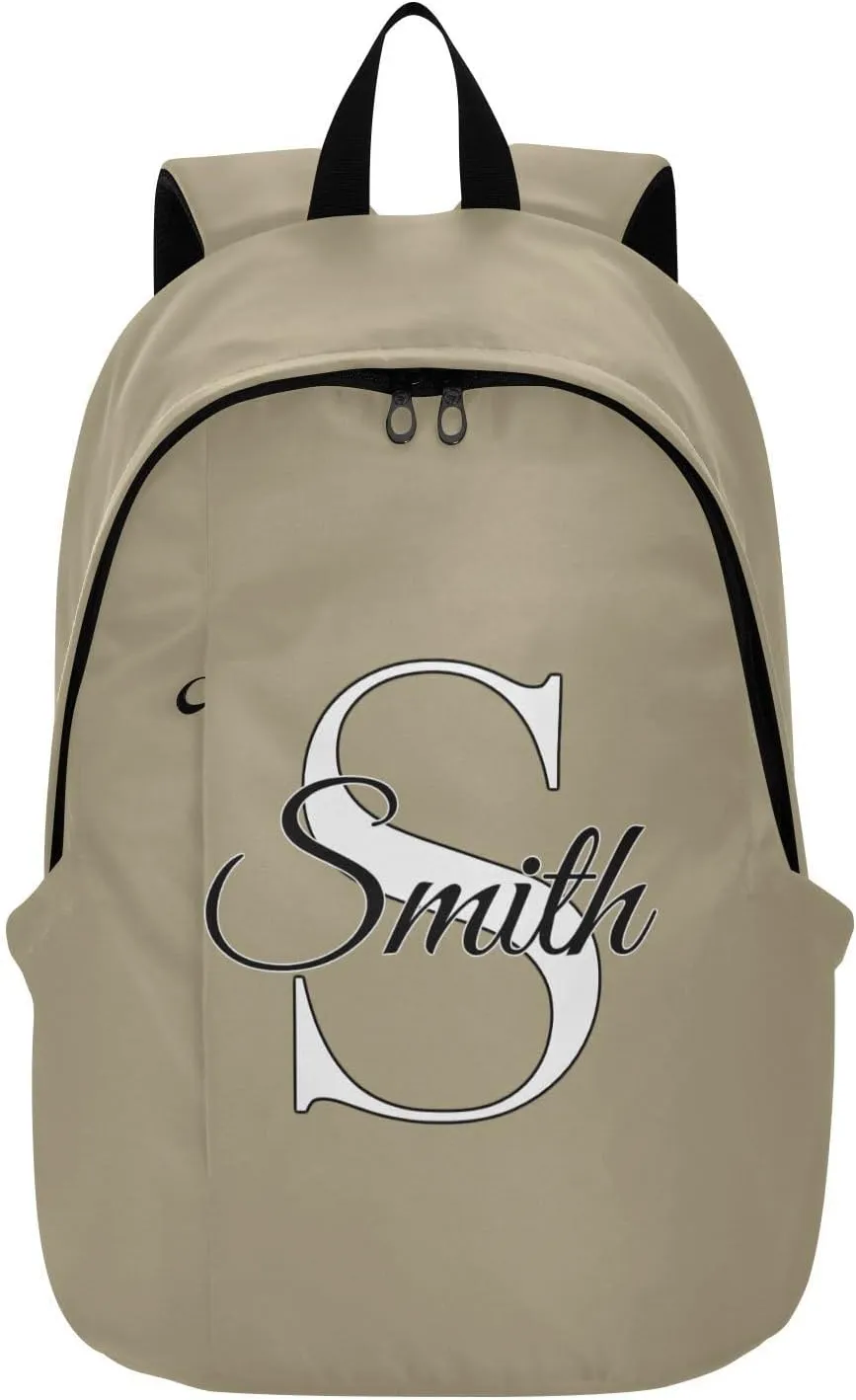 MCHIVER Custom Travel Backpack Beige Personalized Casual Daypack Backpacks Lightweight Carry on Bag Water Resistant Laptop Backpack for Women and Men