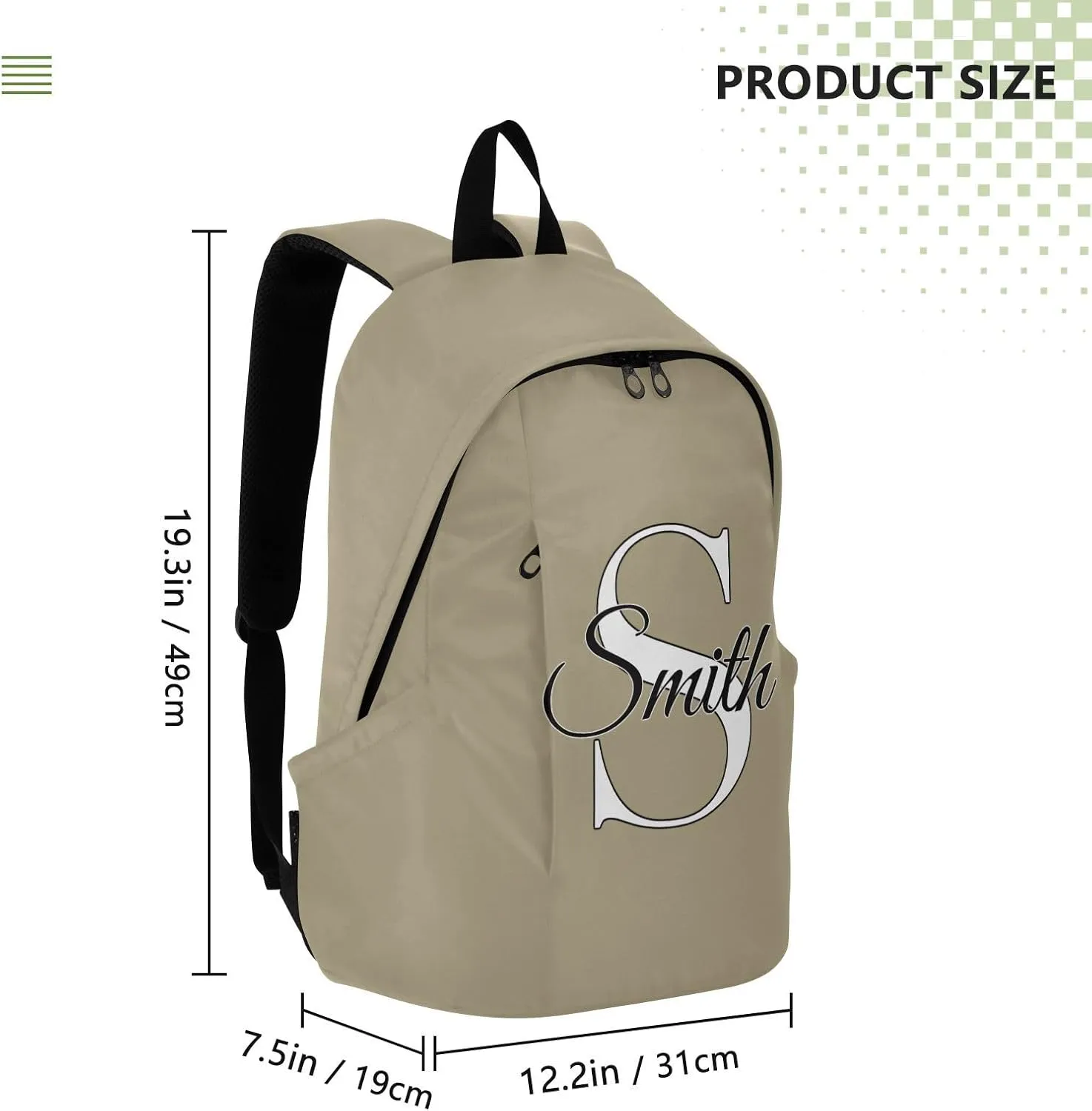MCHIVER Custom Travel Backpack Beige Personalized Casual Daypack Backpacks Lightweight Carry on Bag Water Resistant Laptop Backpack for Women and Men