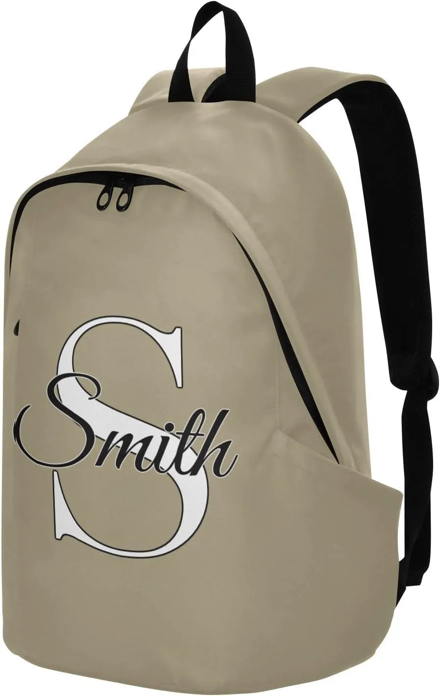 MCHIVER Custom Travel Backpack Beige Personalized Casual Daypack Backpacks Lightweight Carry on Bag Water Resistant Laptop Backpack for Women and Men