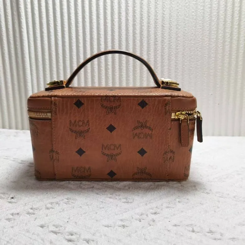 MCM Vintage Visetos Cognac Crossbody Bag