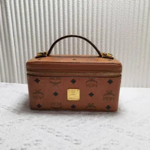 MCM Vintage Visetos Cognac Crossbody Bag