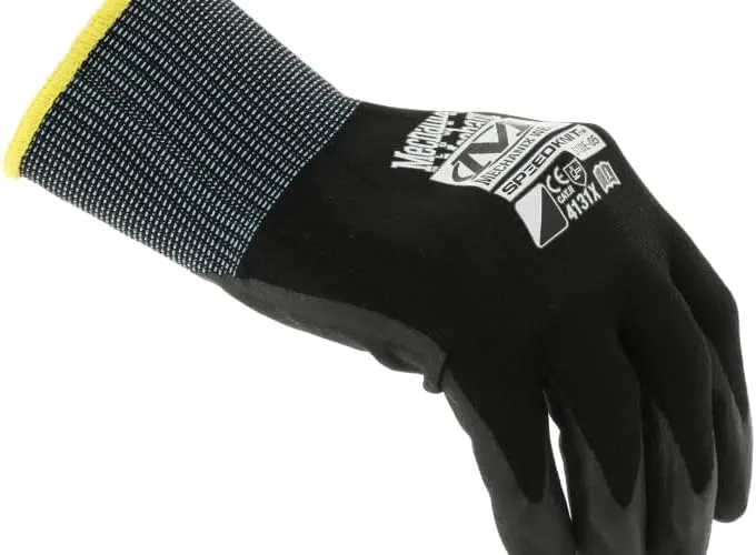 Mechanix Wear SpeedKnit Utility Work Gloves, 1 Pair - High Dexterity, Abrasion Resistant, Oil Resistant Micro Foam Grip (Large/XLarge, Black)