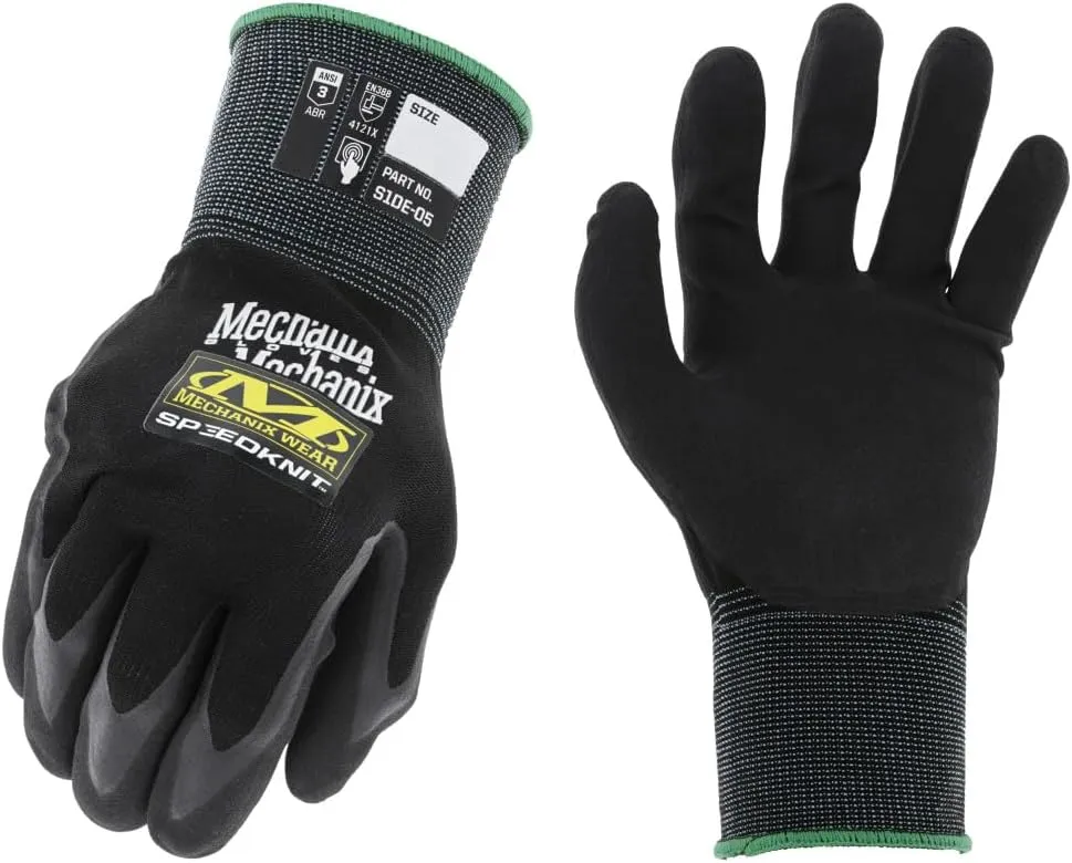 Mechanix Wear SpeedKnit Utility Work Gloves, 1 Pair - High Dexterity, Abrasion Resistant, Oil Resistant Micro Foam Grip (Large/XLarge, Black)