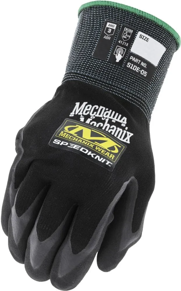 Mechanix Wear SpeedKnit Utility Work Gloves, 1 Pair - High Dexterity, Abrasion Resistant, Oil Resistant Micro Foam Grip (Large/XLarge, Black)