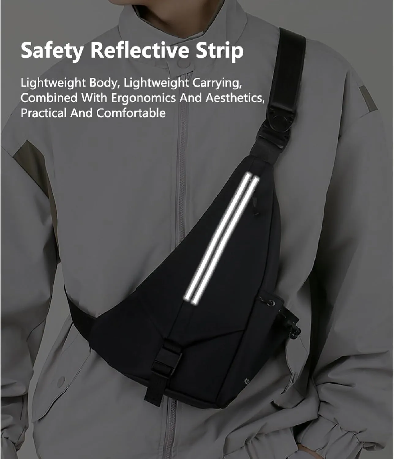 Men Crossbody Bag Sling Waterproof Shoulder Bag Travel Hiking Chest Bag Daypack(Black)