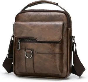 Men PU Leather Shoulder Bags Casual Crossbody Bag Abrasion-resistant Handbag