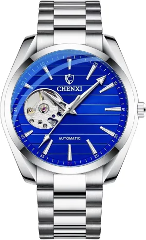 Men Watch Automatic Skeleton Mens Wristwatch Casual Big Dial Mechanical Hand-Winding Watches Waterproof Luminous