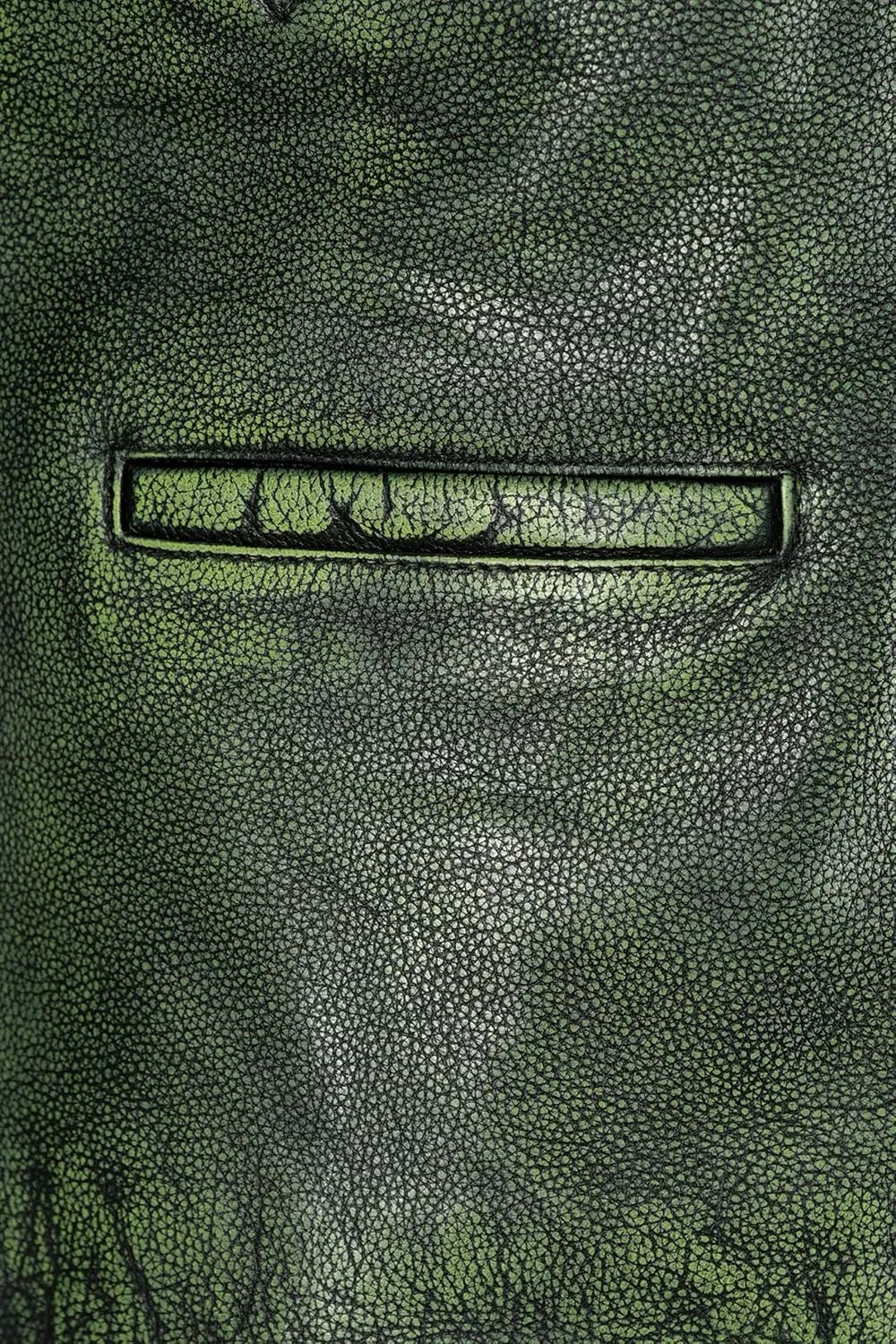 Mens 70's Green Vintage Classic Collared Blazer Real Cowhide Leather Jacket 4162