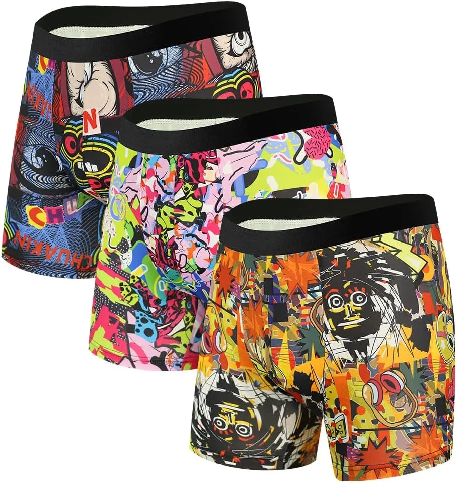 Mens Boxer Briefs Fast Dry Performance Underwear Cooling Breathable Sport Boxer Briefs 3 Pack