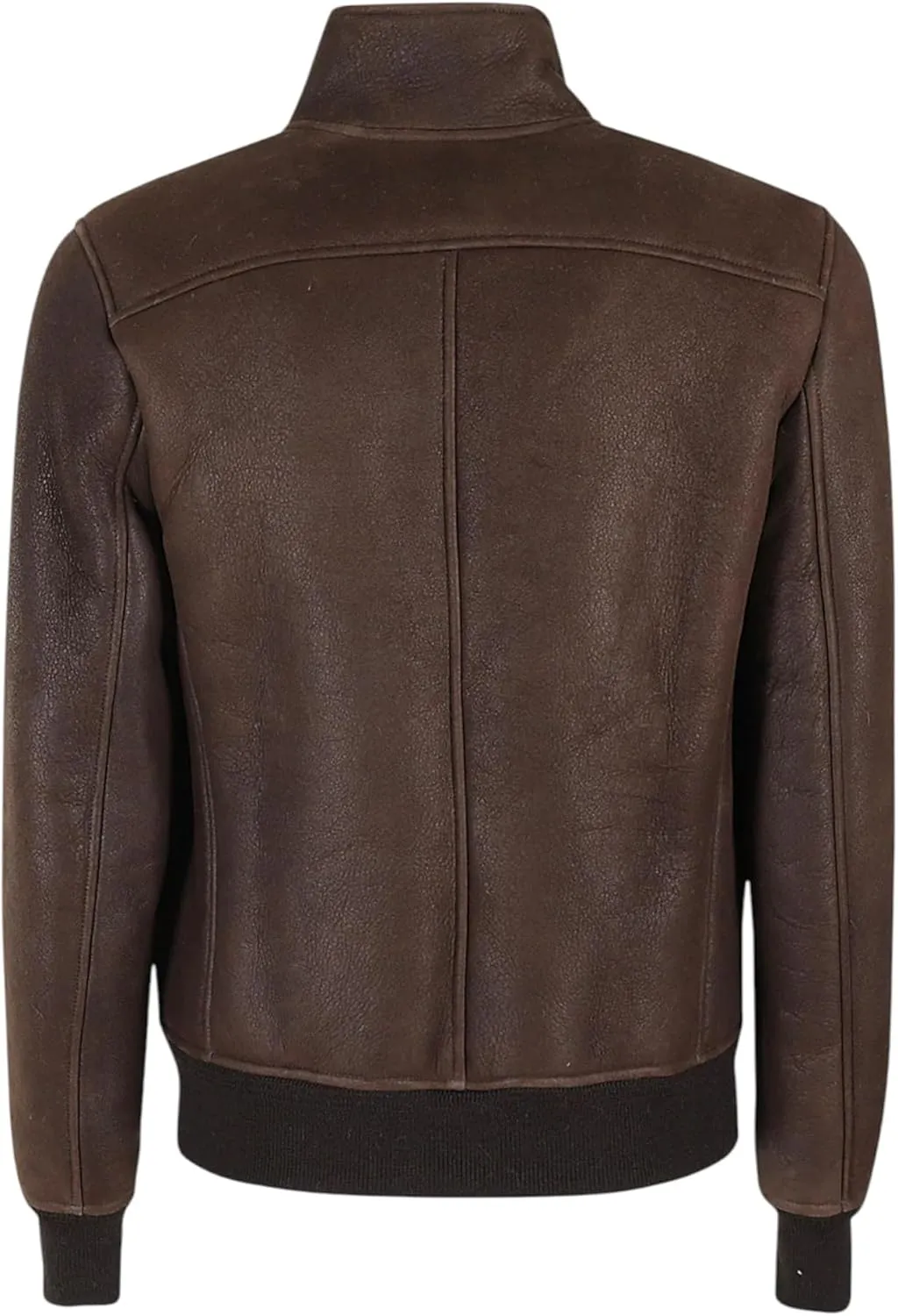 Men's Brown Cowhide Leather Bomber Jacket – Winter Aviator Style with Polyester Insulation & High Collar