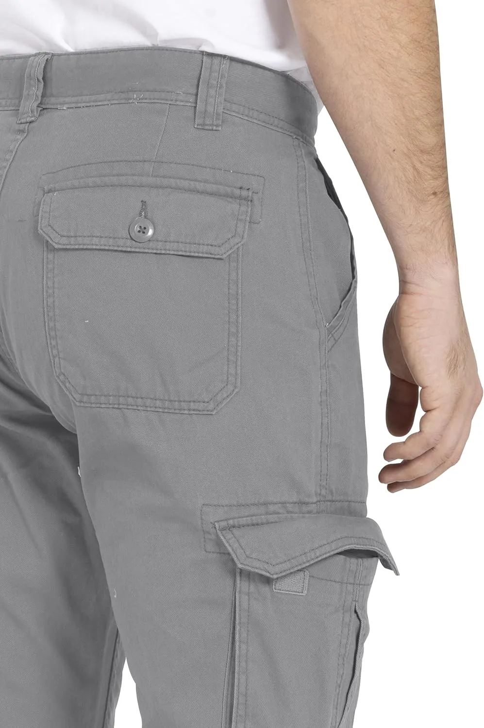 Mens Cargo Pant 100% Cotton Slim-Fit Relaxed Tactical Hiking Heavy Duty Workwear 6 Pockets Outdoor Cargo Works Pants 32W-44W