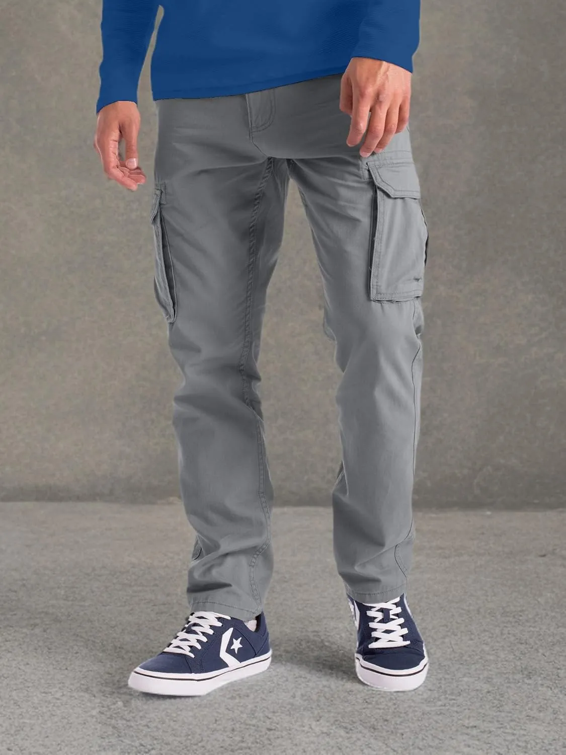 Mens Cargo Pant 100% Cotton Slim-Fit Relaxed Tactical Hiking Heavy Duty Workwear 6 Pockets Outdoor Cargo Works Pants 32W-44W