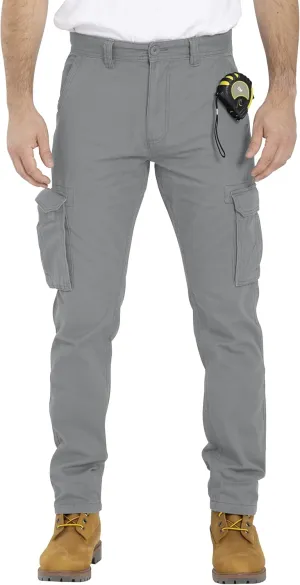 Mens Cargo Pant 100% Cotton Slim-Fit Relaxed Tactical Hiking Heavy Duty Workwear 6 Pockets Outdoor Cargo Works Pants 32W-44W