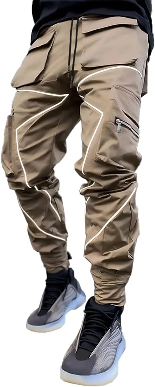 Mens Cargo Pants Hip Hop Techwear Harem Pant Jogger Sweatpants with Pockets Jogging Punk