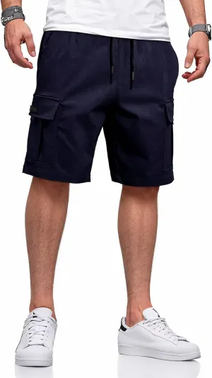 Mens Cargo Shorts Casual Solid Color Lightweight Summer Outdoor Work Cargo Shorts with Multi Pockets