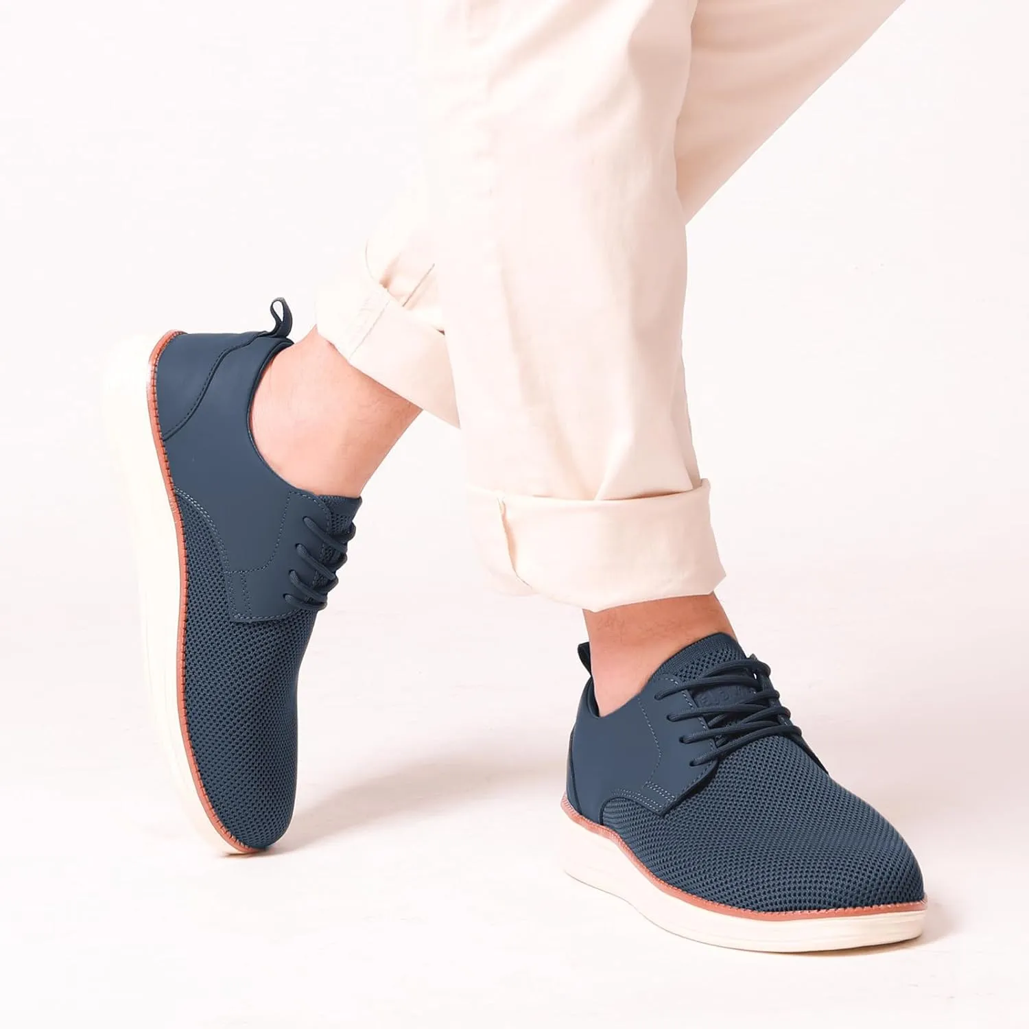 Men's Casual Dress Oxfords Shoes Breathable Knit Leisure Fashion Sneakers Lightweight Comfortable Walking Shoes