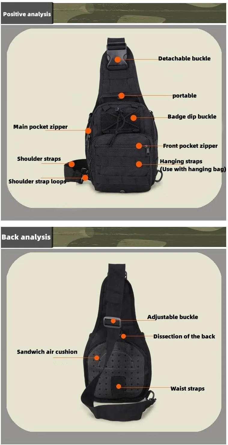 Men's Chest Bag Oxford Bag Crossbody Bag Shoulder Bag Korean Version Small Backpack Casual Belt Bag (Army green)