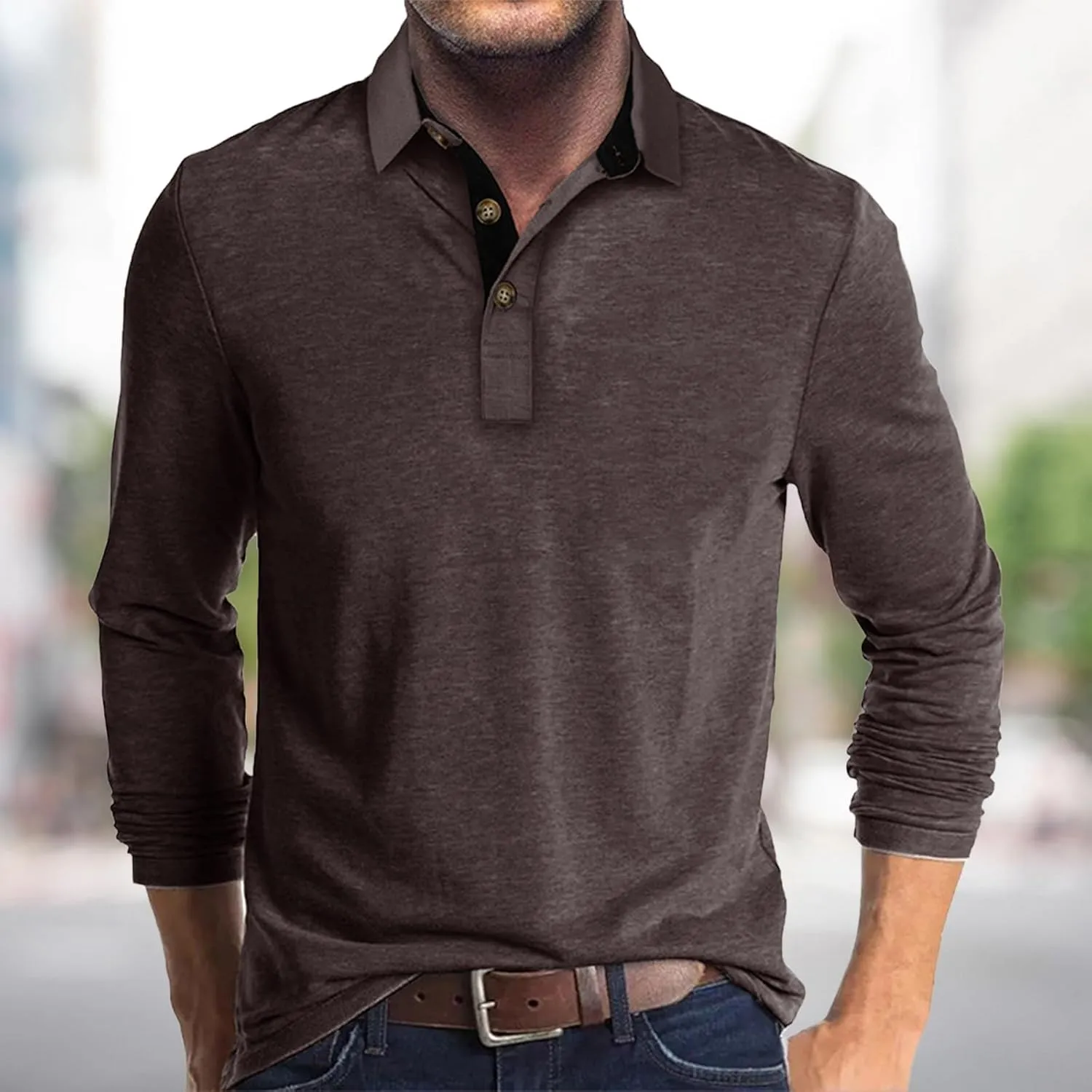 Mens Clothes Turtleneck Plush Sweater Men's Button Pullover Plush Sweater with Pocket Quick Dry Polyester Tshirts