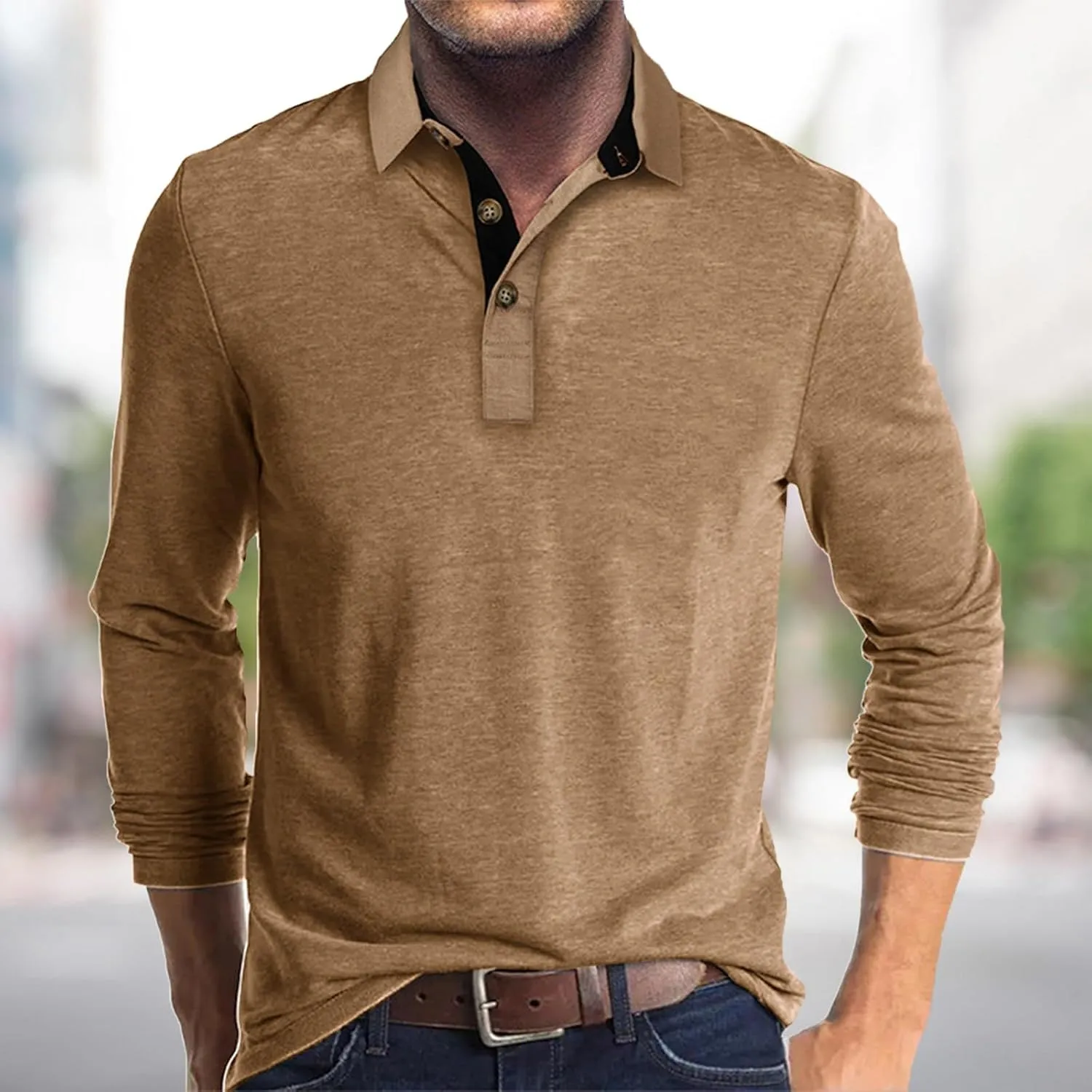 Mens Clothes Turtleneck Plush Sweater Men's Button Pullover Plush Sweater with Pocket Quick Dry Polyester Tshirts
