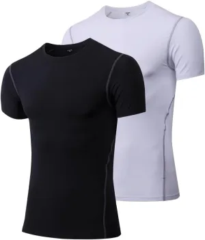 Men's Compression Shirts Short Sleeve Athletic Workout T-Shirts Sports Cool Dry Top Active Undershirt Performance Base Layer