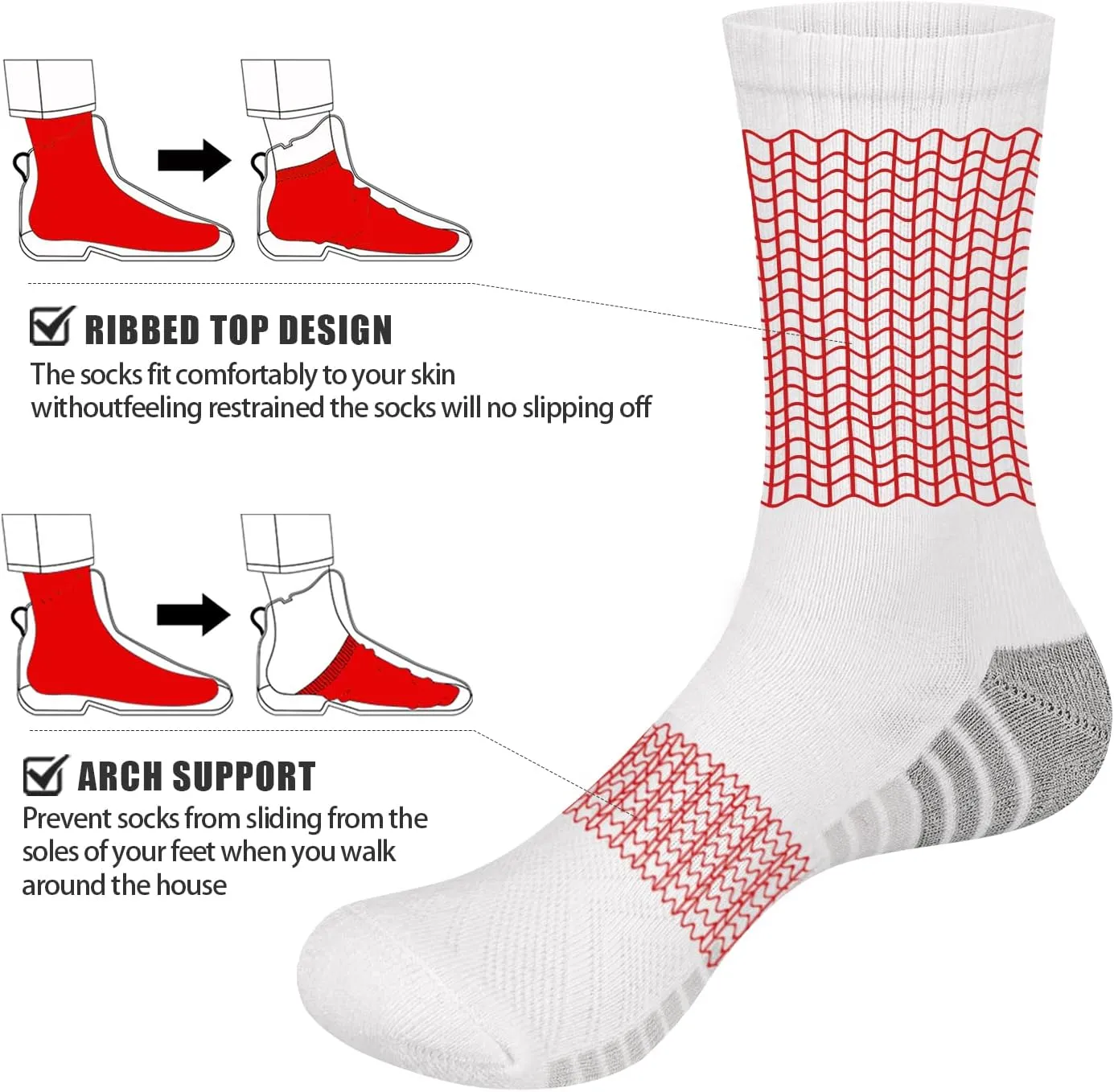 Mens Cushioned Crew Socks For Men, Sweat Wicking Anti-Odor Casual Everyday Work Gym Golf Training Athletic Socks