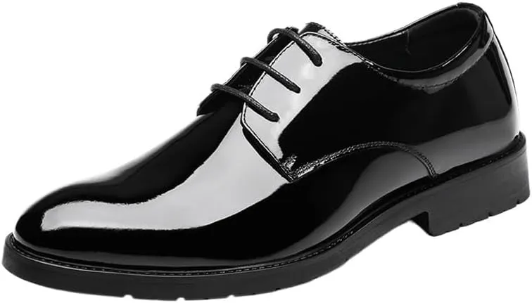 Men's Fashion Platform Oxfords Lightweight Lace-Up Soft Sole Leather Dress Shoes Comfortable Business Brogue Shoes