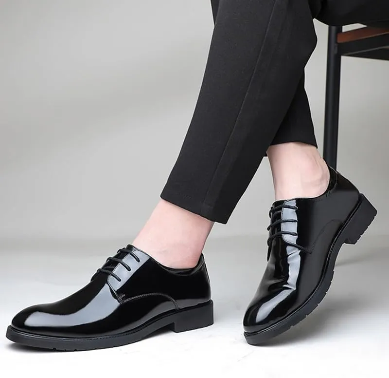 Men's Fashion Platform Oxfords Lightweight Lace-Up Soft Sole Leather Dress Shoes Comfortable Business Brogue Shoes
