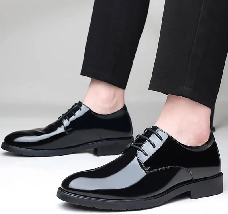 Men's Fashion Platform Oxfords Lightweight Lace-Up Soft Sole Leather Dress Shoes Comfortable Business Brogue Shoes