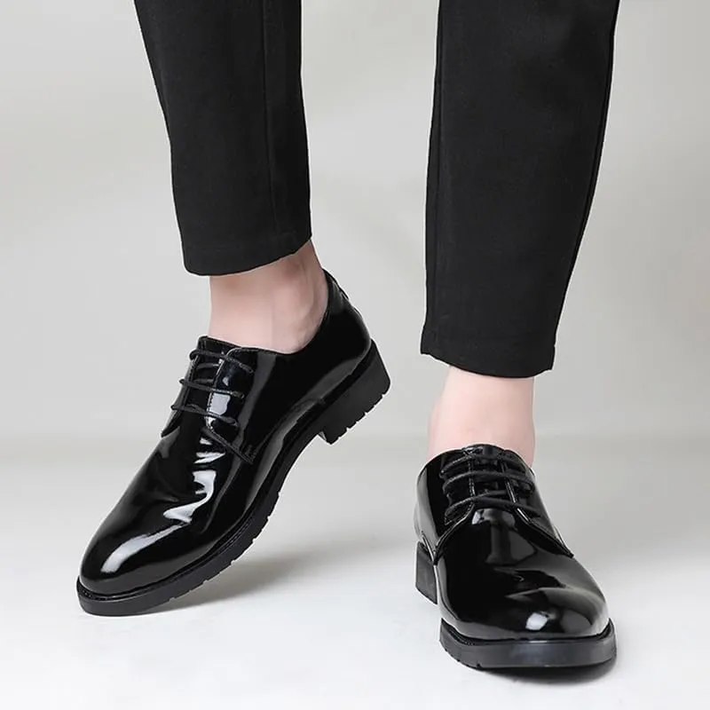 Men's Fashion Platform Oxfords Lightweight Lace-Up Soft Sole Leather Dress Shoes Comfortable Business Brogue Shoes