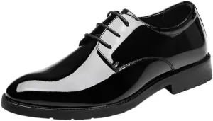 Men's Fashion Platform Oxfords Lightweight Lace-Up Soft Sole Leather Dress Shoes Comfortable Business Brogue Shoes