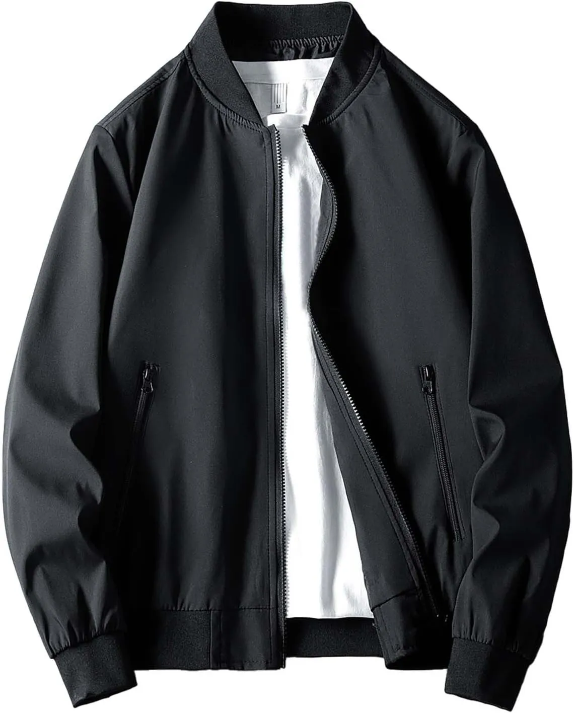 Men's Fashion Varsity Jacket Casual Men's Handsome Pilot Zip Fx Standing Jacket Causal Slim Fit Cotton Letterman
