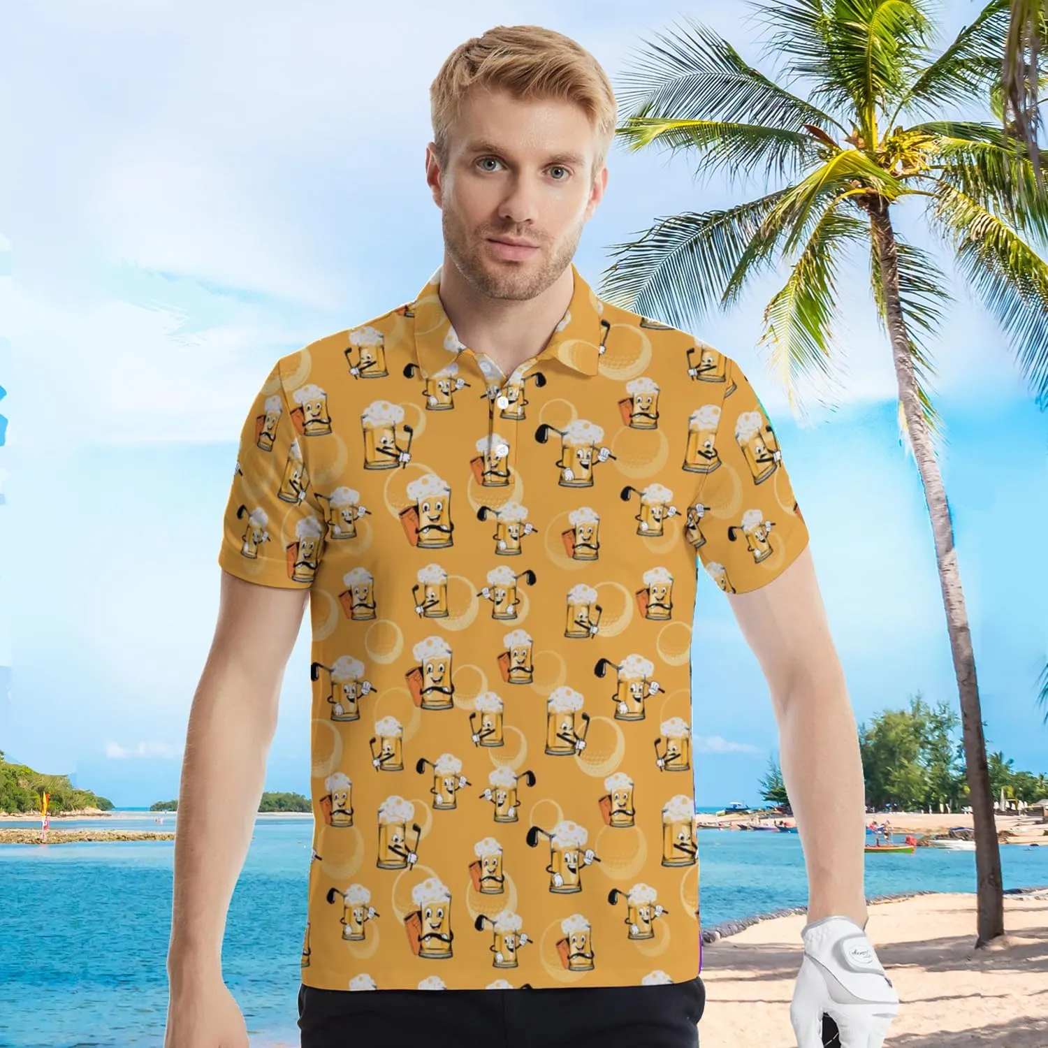 Men's Golf Polo Shirt Performance Moisture Wicking Quick Dry Short Sleeve Shirts Funny Slim Fit Golf Shirt for Men
