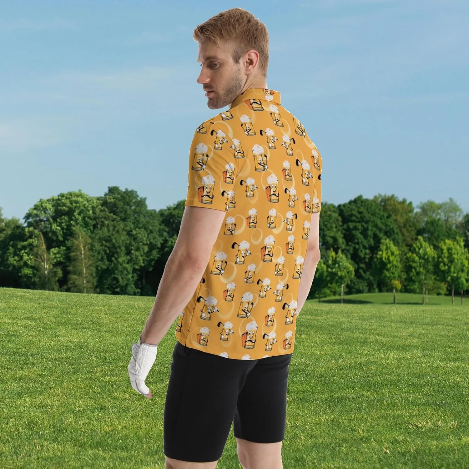 Men's Golf Polo Shirt Performance Moisture Wicking Quick Dry Short Sleeve Shirts Funny Slim Fit Golf Shirt for Men
