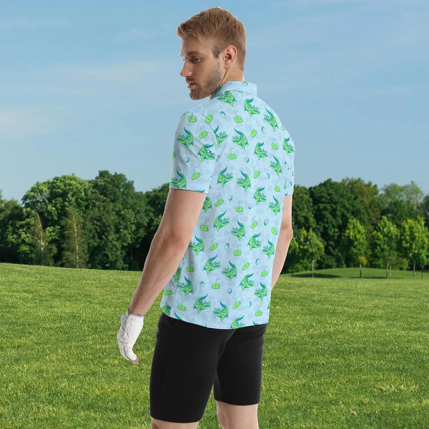 Men's Golf Polo Shirt Performance Moisture Wicking Quick Dry Short Sleeve Shirts Funny Slim Fit Golf Shirt for Men