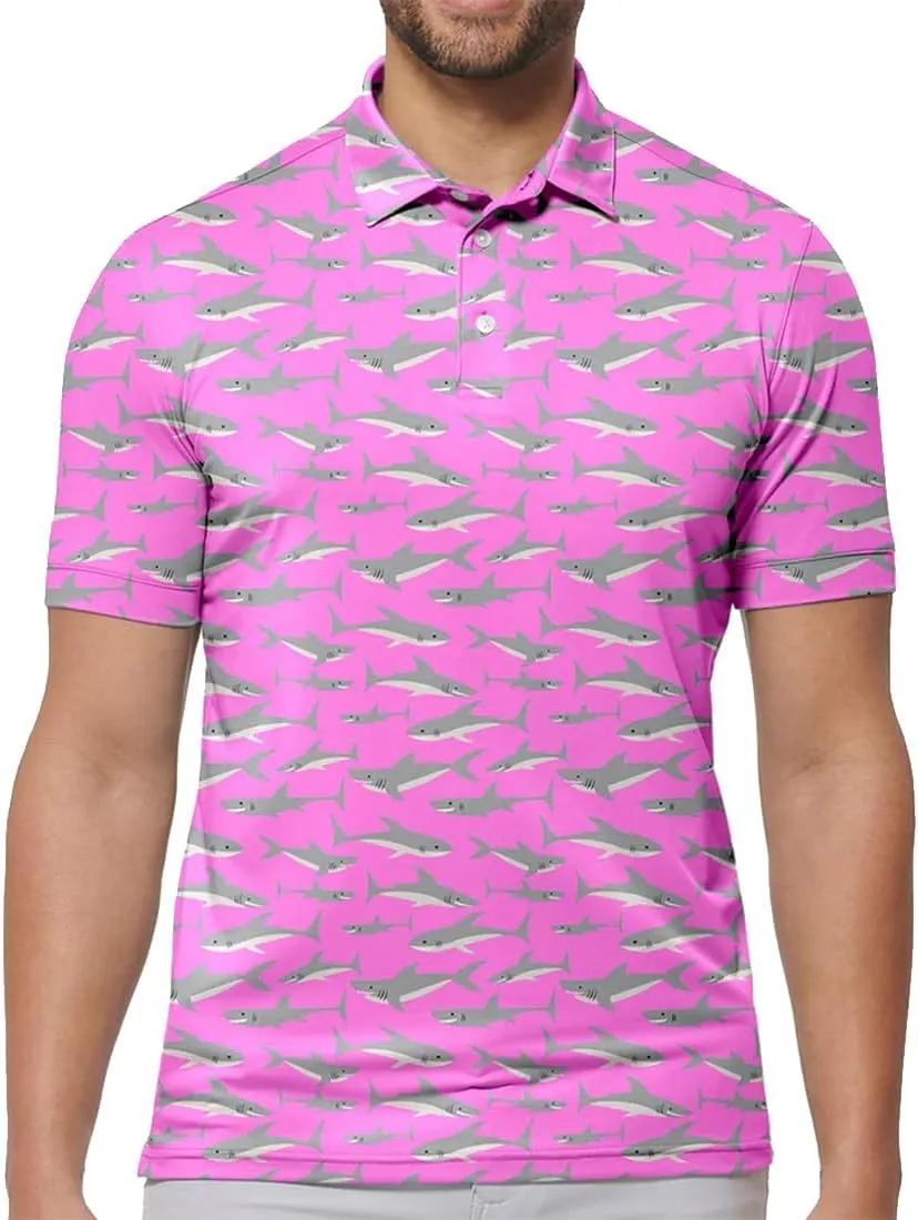 Mens Golf Shirt Print Polo Shirts for Men Performance Polo Quick-Dry 011