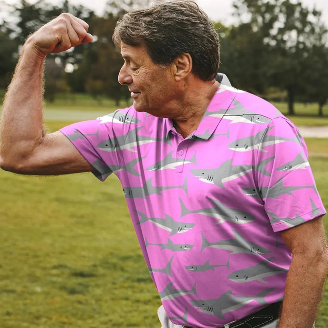 Mens Golf Shirt Print Polo Shirts for Men Performance Polo Quick-Dry 011