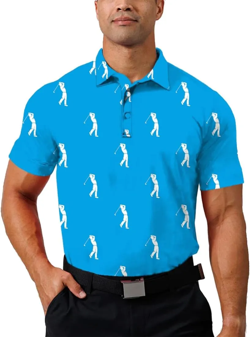 Mens Golf Shirt Print Polo Shirts for Men Performance Polo Quick-Dry 011