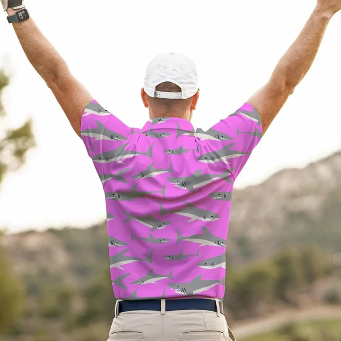 Mens Golf Shirt Print Polo Shirts for Men Performance Polo Quick-Dry 011