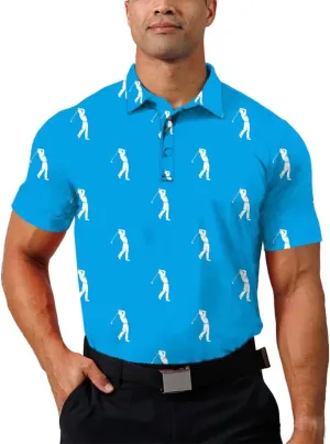 Mens Golf Shirt Print Polo Shirts for Men Performance Polo Quick-Dry 011