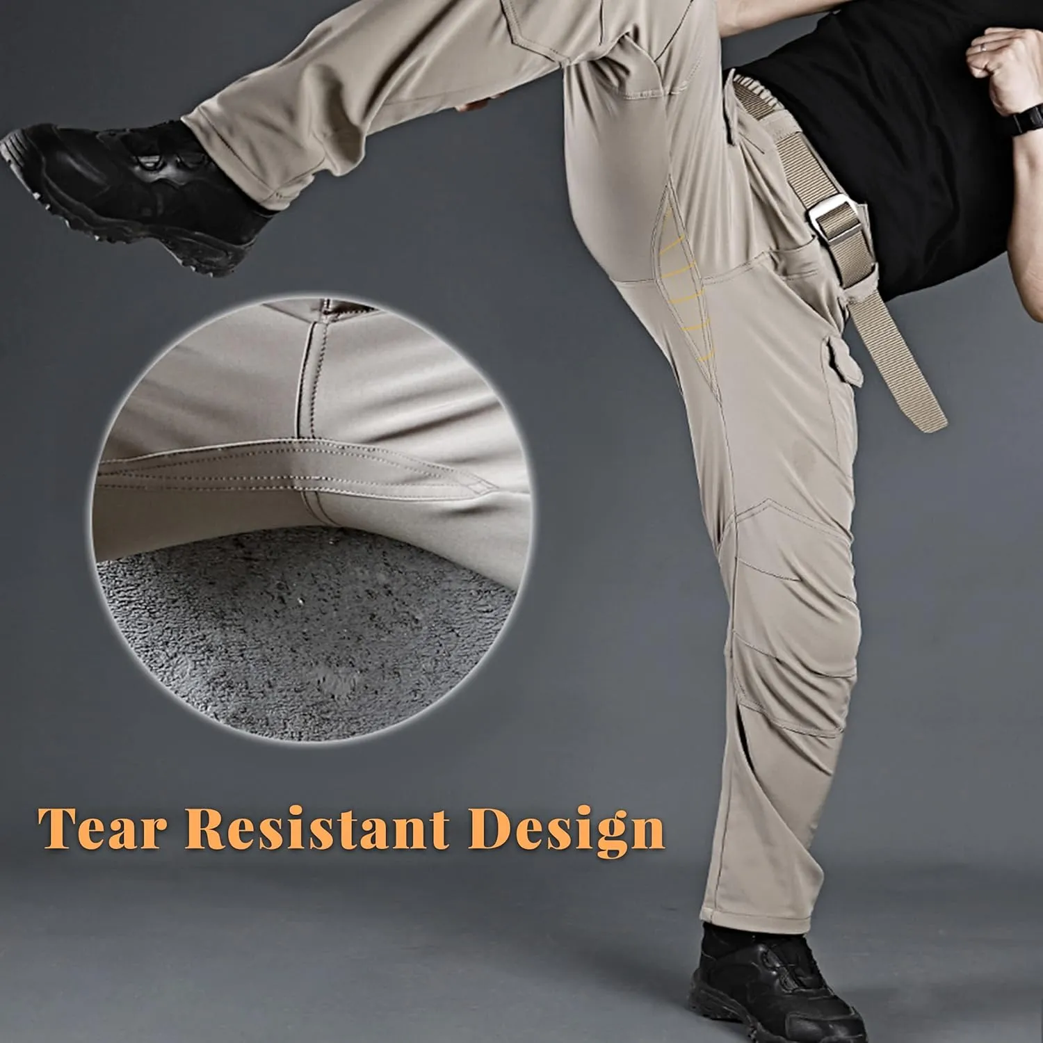 Men's Hiking Pants Lightweight Quick Dry Tactical Pants Fashion Outdoor Waterproof Stretch Waist Cargo Work Pant