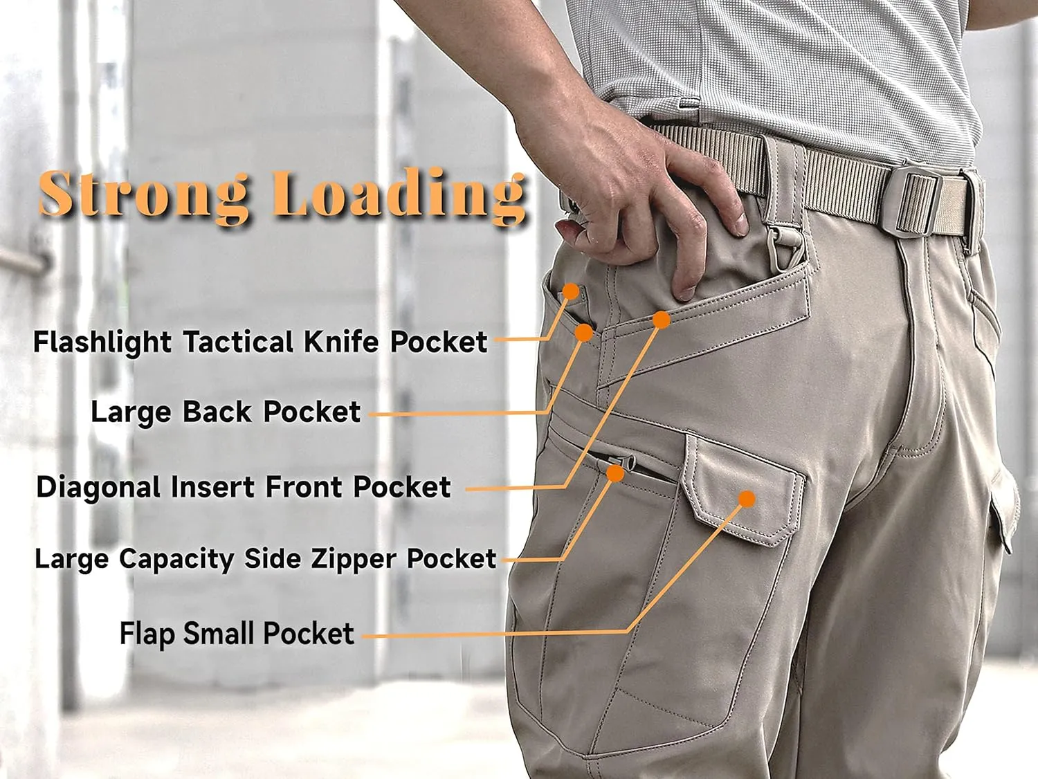 Men's Hiking Pants Lightweight Quick Dry Tactical Pants Fashion Outdoor Waterproof Stretch Waist Cargo Work Pant