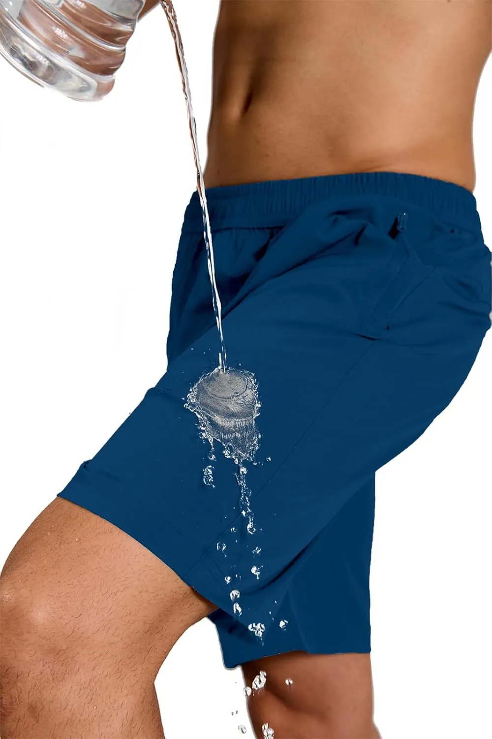 Mens Hybrid Shorts for Running Athletic Hiking Sports Workout Quick Dry Lightweight Breathable with 4 Zipper Pocket